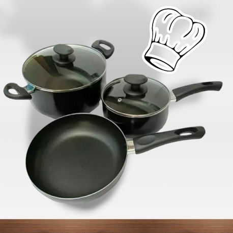 Set kit de ollas x3 NEGRO