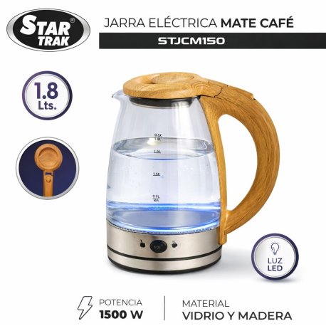 Pava/Jarra electrica vidrio mango madera