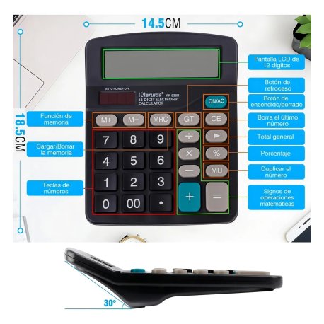 Calculadora 12 digitos Negra