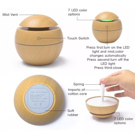 Humidificador madera esferico